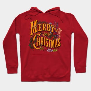 Vintage Style Merry Christmas Holiday Greeting Vector Art Hoodie